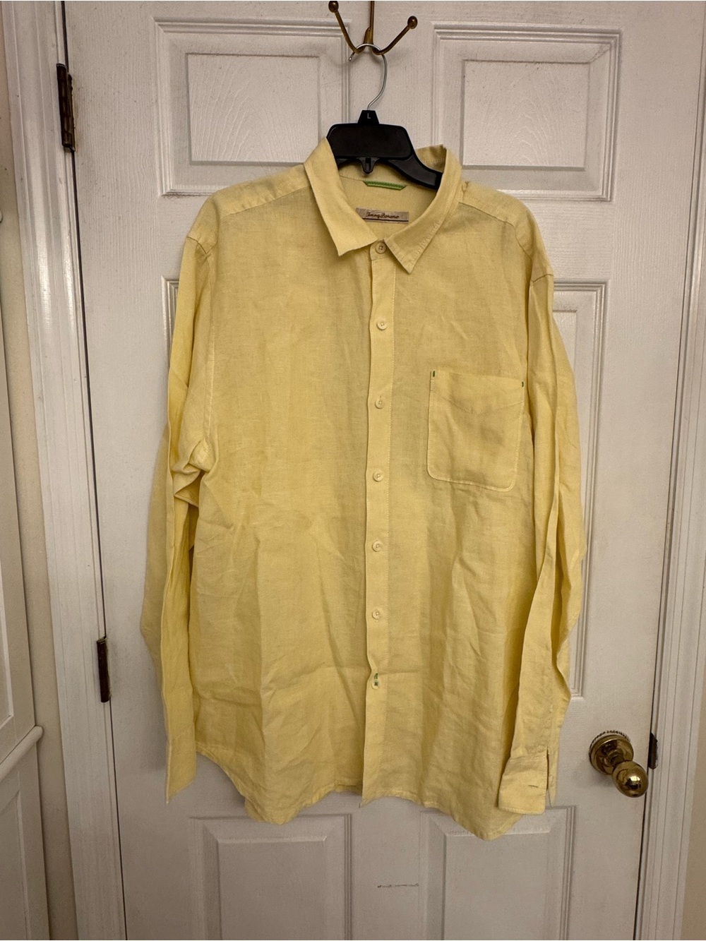 Tommy Bahama Pale Yellow Linen Button-Down Shirt